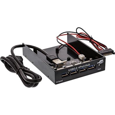 InLine® USB 3.0 Hub, 4-fach für den 8,89cm (3,5Zoll) Schacht, schwarz, schwarz