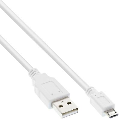 InLine® Micro-USB 2.0 Kabel, USB-A Stecker an Micro-B Stecker, weiß, 2m, weiß