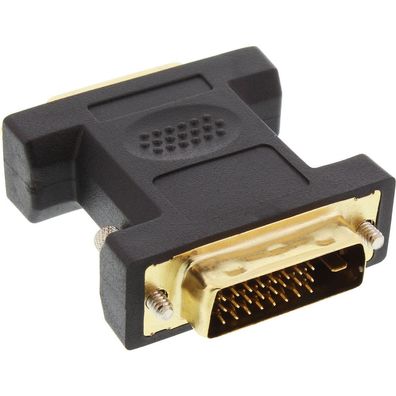 DVI-D Adapter, Digital 24 + 5 Buchse an DVI-D 24 + 1 Stecker, verg. Kontakte, schwar