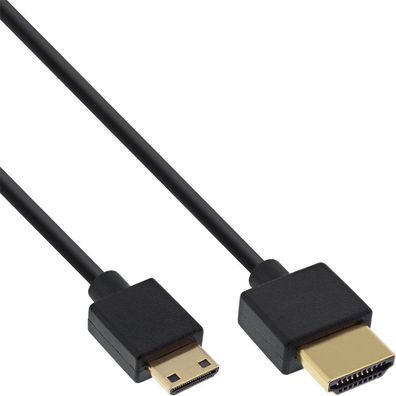 InLine® HDMI Superslim Kabel A an C, HDMI-High Speed mit Ethernet, Premium/ gold