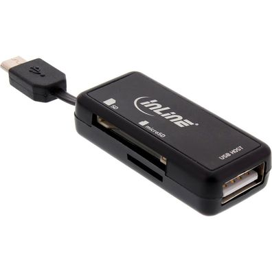 InLine® OTG Card Reader Dual Flex, für SD und microSD, mit USB Buchse und 2 Kart
