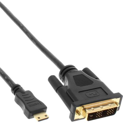 Mini-HDMI zu DVI Kabel, HDMI Stecker C zu DVI 18 + 1, verg. Kontakte, 3m