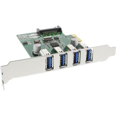 InLine® Schnittstellenkarte, 4x USB 3.0, PCIe, inkl. Low-Profile Slotblech, mit