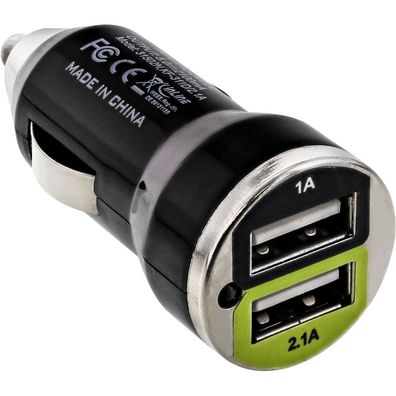 InLine® USB DUAL+ KFZ-Ladeset, Stromadapter mit 1m Spiralkabel, 12/24VDC zu 5V D