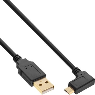 InLine® Micro-USB 2.0 Kabel, USB-A Stecker an Micro-B Stecker gewinkelt, vergold
