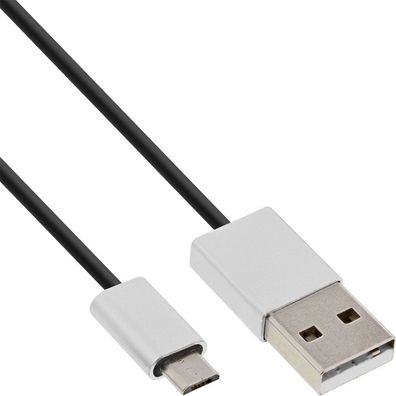 Micro-USB 2.0 Kabel, USB-A Stecker an Micro-B Stecker/ Alu, flexibel, 5m