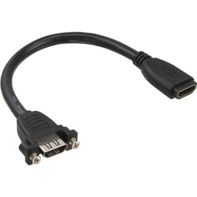 InLine® HDMI 4K2K Adapterkabel zum Einbau, HDMI A Buchse/ Buchse, 0,6m, schwarz