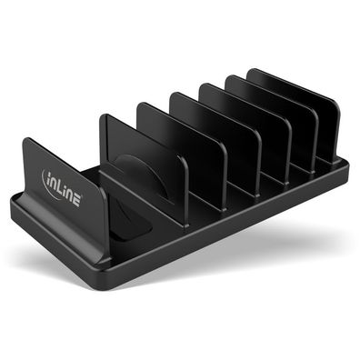 InLine® Multi-Stand mit 6 Fächern für Schreibtisch / Regal, schwarz, schwarz