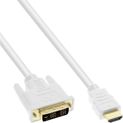 InLine® HDMI-DVI Kabel, weiß / gold, HDMI Stecker auf DVI 18 + 1 Stecker, 0,5m, we