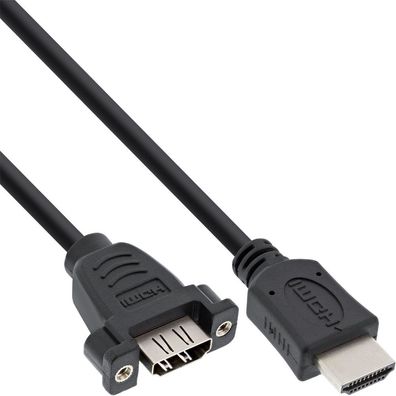 InLine® HDMI 4K2K Adapterkabel zum Einbau, HDMI A Stecker/ Buchse, 0,6m, schwarz