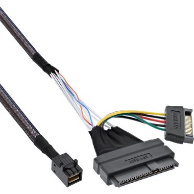InLine® U.2 Anschlusskabel, SSD mit U.2 (SFF-8639) an SFF-8643 + Strom, 0,75m, s