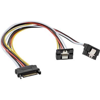 InLine® SATA Strom-Y-Kabel, SATA Buchse an 2x SATA Stecker gewinkelt, mit Sicher