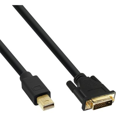 InLine® Mini DisplayPort zu DVI Kabel, auf DVI-D 24 + 1 schwarz/ gold, 1m