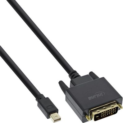 InLine® Mini DisplayPort zu DVI Kabel, auf DVI-D 24 + 1 schwarz/ gold, 2m