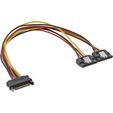 InLine® SATA Strom-Y-Kabel, SATA Buchse an 2x SATA Stecker mit Sicherheitslasche