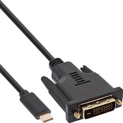 InLine® USB Display Kabel, USB Typ-C Stecker zu DVI Stecker (DP Alt Mode), schwa