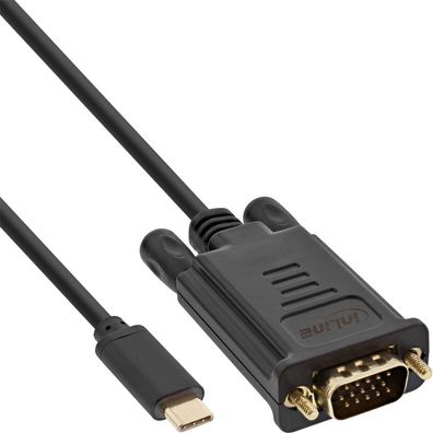 InLine® USB Display Kabel, USB Typ-C Stecker zu VGA Stecker (DP Alt Mode), schwa