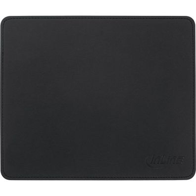 InLine® Maus-Pad Premium Kunstleder, schwarz, 255x220x3mm, schwarz