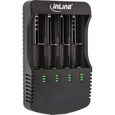 InLine® Ladegerät für Lithium und NiCd + NiMH Akkus, mit Powerbank-Funktion