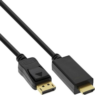 InLine® DisplayPort zu HDMI Konverter Kabel, 4K/60Hz schwarz, 0,5m, schwarz
