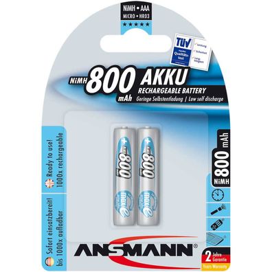 Ansmann 5030982 NiMH-Akku Micro AAA, maxE, 800mAh, 2er-Pack