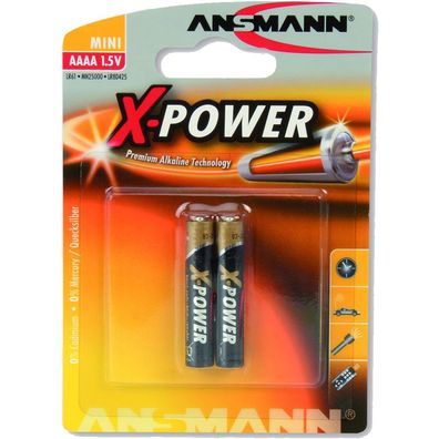 Ansmann 1510-0005 Alkaline Batterie AAAA, X-Power, 2er-Pack
