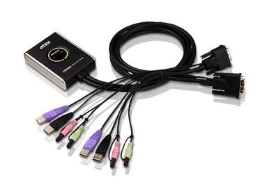 ATEN CS682 KVM-Switch 2-fach, DVI-D, USB, Audio, integrierte Kabel