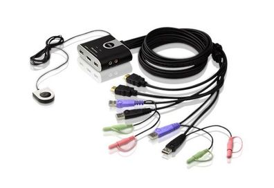 ATEN CS692 KVM-Switch 2-fach, HDMI, USB, Audio, integrierte Kabel