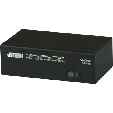 ATEN VS0102 Video-Splitter VGA/ Audio 2-Port-Verteiler 450 MHz, schwarz
