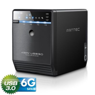 FANTEC QB-35US3-6G, 4x 3.5Zoll HDD Gehäuse, USB 3.0, schwarz, schwarz