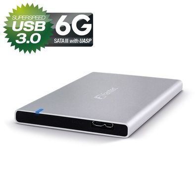 FANTEC ALU7MMU, 2,5Zoll Aluminium Gehäuse USB 3.0 für SATA und SSD-Festplatten,