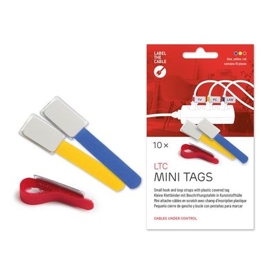 Label-The-Cable Mini, LTC 2530, 10er-Set mix (rot, blau, gelb, Anzahl variiert)