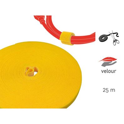Label-The-Cable Roll, LTC PRO 1240, doppelseitige Klettbandrolle, 25m, gelb, gel