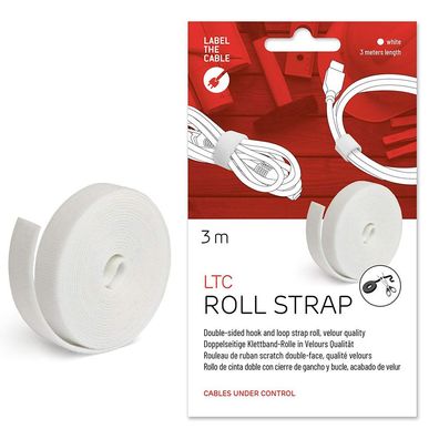 Label-The-Cable LTC Roll Strap, Klettbandrolle, 3m, weiß