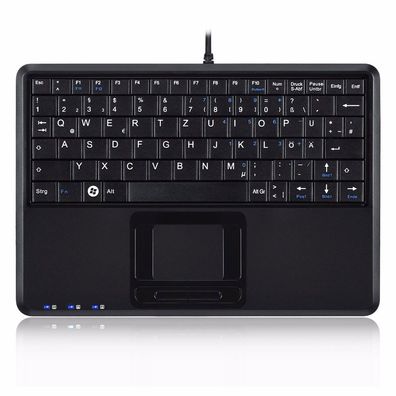 Perixx Periboard-510 H PLUS DE, Mini USB-Tastatur, Touchpad, Hub, schwarz, schwa