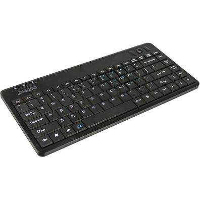 Perixx Periboard-505h PLUS US, Mini USB-Tastatur, Trackball, Hub, schwarz, schwa