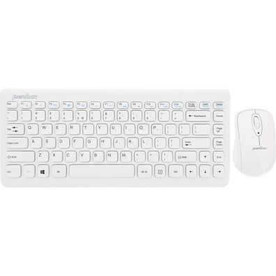 Perixx Periduo-707 PLUS US W, Mini Tastatur und Maus Set, schnurlos, weiß, weiß