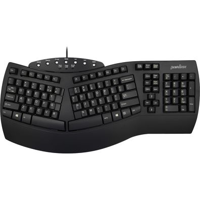 Perixx Periboard-512 DE, Ergonomische USB-Tastatur, schwarz, schwarz