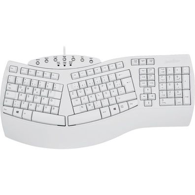 Perixx Periboard-512 DE, Ergonomische USB-Tastatur, weiß, weiß