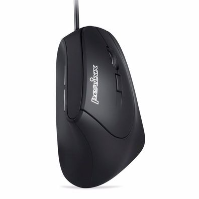 Perixx Perimice-515 II, Ergonomische Maus, USB-Kabel, schwarz, schwarz