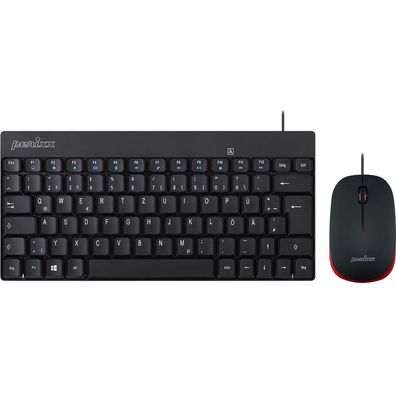 Perixx Periduo-212 DE, Mini USB-Tastatur und Maus Set, schwarz, schwarz