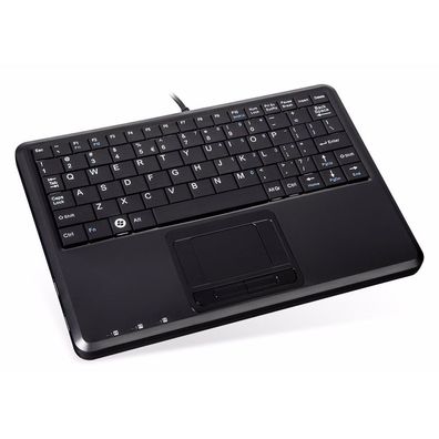 Perixx Periboard-510 H PLUS UK, Mini USB-Tastatur, Touchpad, Hub, schwarz, schwa