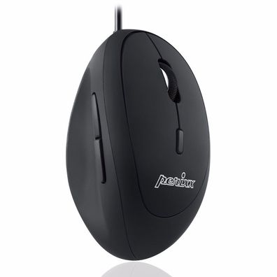 Perixx Perimice-519, Kleine ergonomische Maus, USB-Kabel, schwarz, schwarz