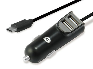 Conceptronic CARDEN 2-Port 15.5W USB Car Charger USB-C Kabel