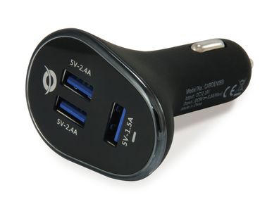 Conceptronic CARDEN 3-Port 31.5W USB Car Charger