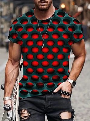 Optische Täuschung Rotes Loch Vollmuster, Herren Novelty Stilvolles T-Shirt Für Den S