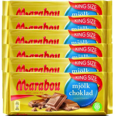Marabou Mjölk Choklad Vollmilchschokolade King Size 6 x 250g