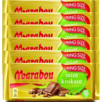Marabou Mint Krokant Vollmilchschokolade Mint Krokant King Size 6 x 250g