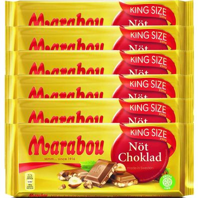 Marabou Nöt Choklad Vollmilchschokolade mit Nuss King Size 6 x 250g