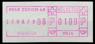 Schweiz Schalterfreistempel Nr SFS1979 ZÜRICH ungebraucht X7E6506
